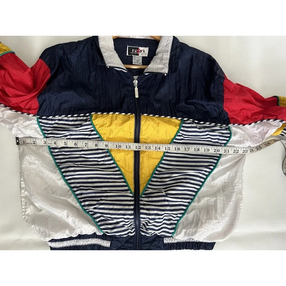 Fuzda Sport Vintage Windbreaker Jogging Running Multicolor Jacket Medium Retro